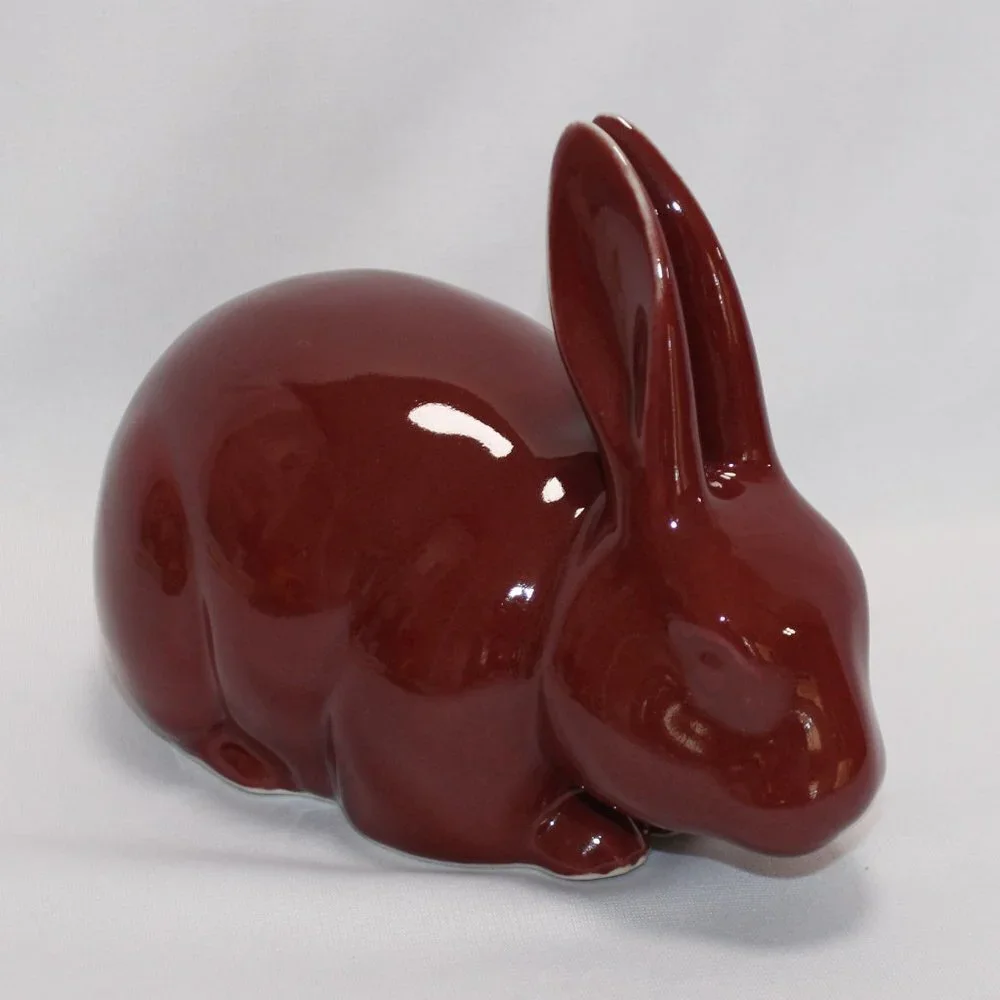 Burgundy Ceramic Decorative Bunny